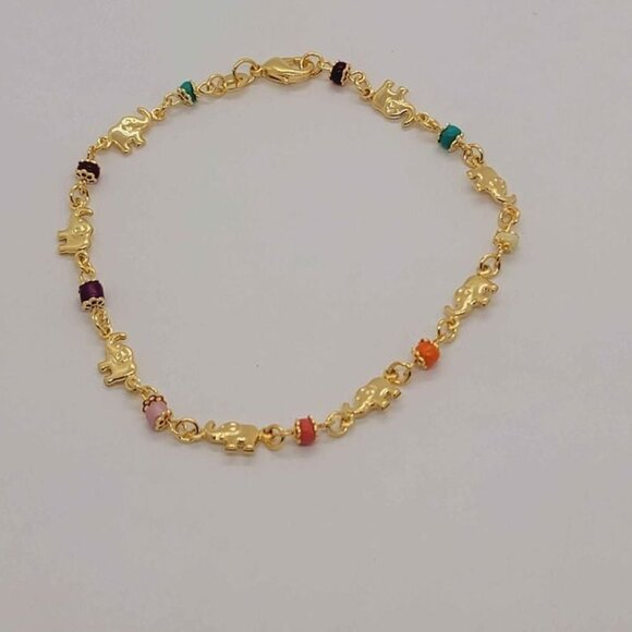 Jewelry - Brand New Brazilian 18k Gold Filled Multi Elephants Anklet
